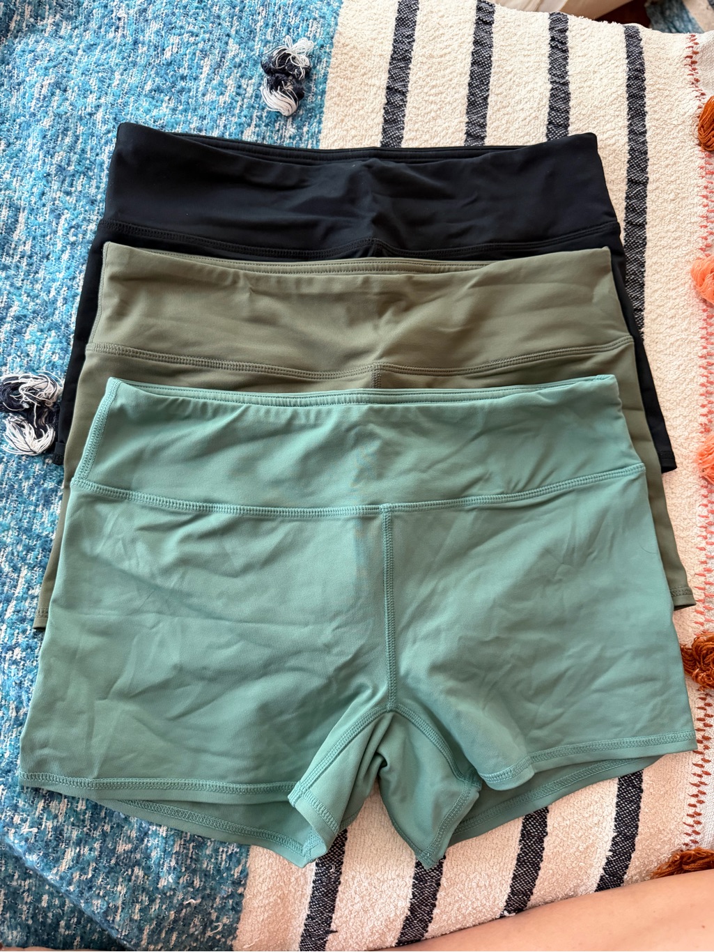 Women’s High-Waist Bike Shorts Black, Olive, Seafoam